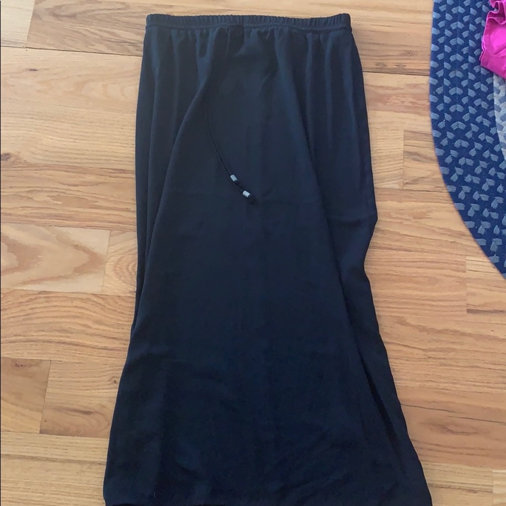 Black draw-string maxi skirt